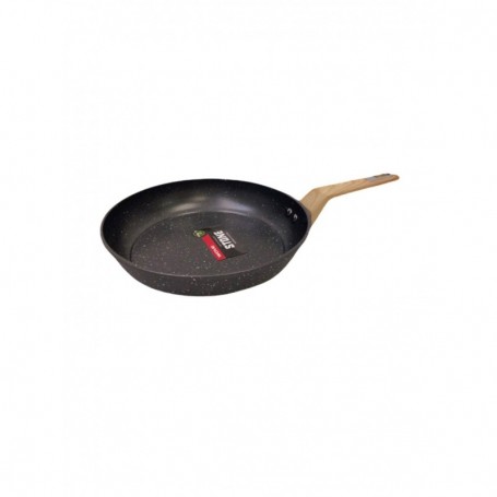 22cm Wood Handle Deep No-Stick Frying Pan (12/24/c)