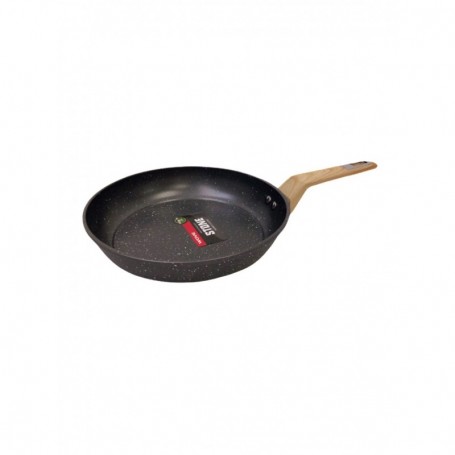 24cm Wood Handle Deep No-Stick Frying Pan (12/24/c)