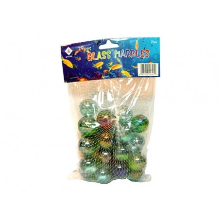 25 ct 2.5cm Glass Marbles Mixed
