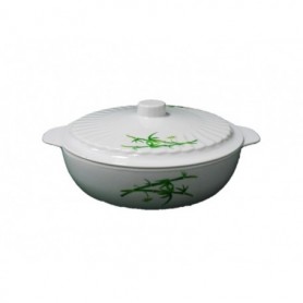 8" Melamine Square Bowl w/Cover Bamboo