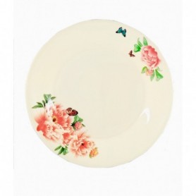 12" Melamine Round Plate Rose (48/c)