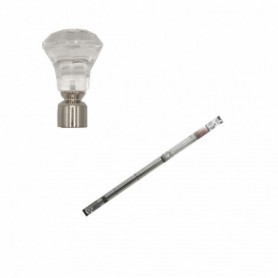 28"-48" Extendable Curtain Rod Set Crystal Mushroom