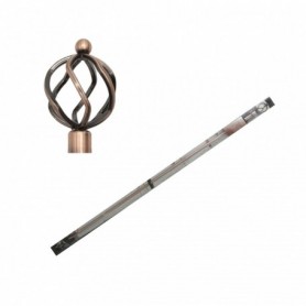66"-120" Extendable Curtain Rod Set Metal Crown (6/c)