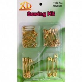 60 pc 4 Size Safety Pins Golden (24/144/c)