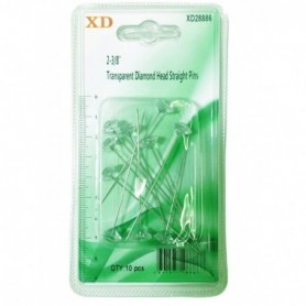 10 pc Big Clear Head Straight Pins (24/288/c)