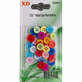 50 pc 7/16"/1cm 50 pc 7/16"/1cm Assorted-Colored Buttons (24/288/c)