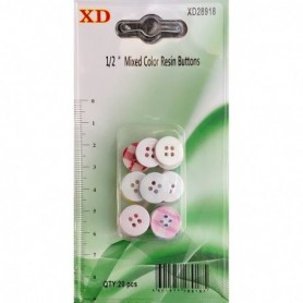 20 pc 1/2" Mixed-Colored Resin Buttons (24/288/c)