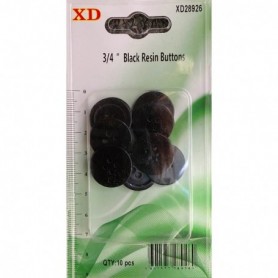 10 pc 3/4" Black Resin Buttons (24/288/c)