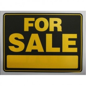 For Sale Sign Black-Yellow 12"x9"