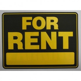 For Rent Sign Black-Yellow 12"x9"