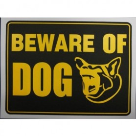 Beware of Dog Sign Black-Yellow 12"x9"