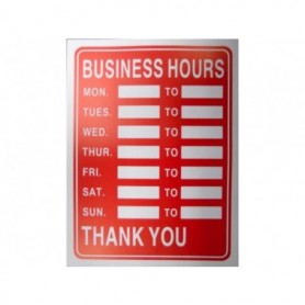 Business Hours Sign 16" x 12" (12/300/c)