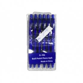 6 pc Ball Point Pen Set Blue (12/192/c)