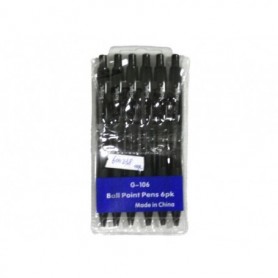 6 pc Ball Point Pen Set Black (12/192/c)