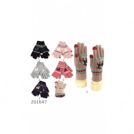 Ladies Gloves Touch Screen Deer Pulling Fluff (12/480/c)