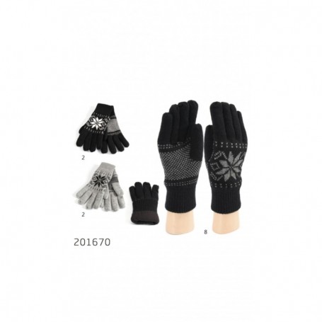 Men Gloves Snowflake Double Layer (12/120/c)