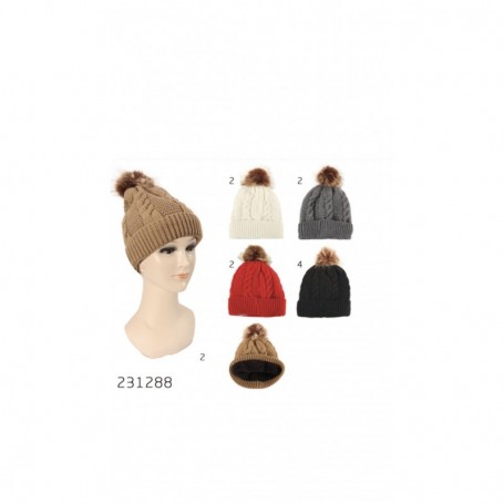 Ladies' Winter Twist Hat w Top Ball (12/144/c)