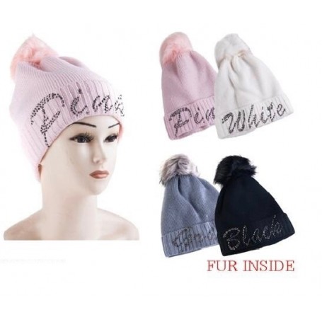 Unisex beanie hat with shining name of color (12/120/c)