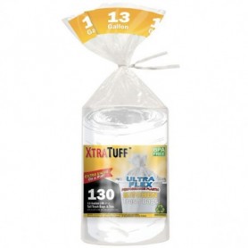 Xtra Tuff trash kitchen white 13gal 130ct (12/12/c)