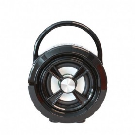 Portable USB FM Radio Bluethooth Speaker Music Player with LED lights and handle good bass In Black