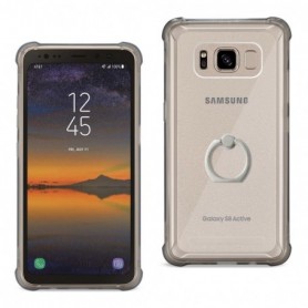 Samsung Galaxy S8 Active  Air Cushion Protector Bumper Case With Ring Holder In Clear Black