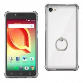 Alcatel Crave Transparent Air Cushion Protector Bumper Case With Ring Holder In Clear Black