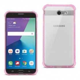 Samsung Galaxy J7 V (2017) Clear Bumper Case With Air Cushion Protection In Clear Hot Pink