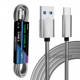 1.7A 10FT USB Cable For Type-C In Silver