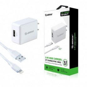 12W 2.4A Wall Charger & 5ft Cable For 8 PIN In White