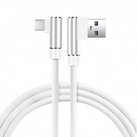 3.3FT Nylon braided Material Type C USB 2.0 Data Cable In White