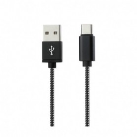 3.3FT NYLON BRAIDED MICRO USB 2.0 CHARGING & SYNC DATA CABLE FOR TYPE C DEVICE IN BLACK