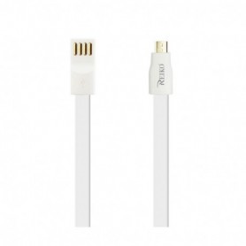 FLAT MAGNETIC GOLD PLATED MICRO USB DATA CABLE 0.7 FOOT IN WHITE