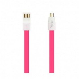 FLAT MICRO USB GOLD PLATED DATA CABLE 3.9FT WITH CABLE TIE IN HOT PINK