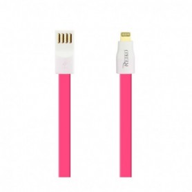 IPHONE 6 FLAT MAGNETIC GOLD PLATED USB DATA CABLE 0.7 FOOT IN HOT PINK