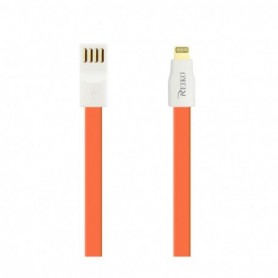 IPHONE 6 FLAT MAGNETIC GOLD PLATED USB DATA CABLE 0.7 FOOT IN ORANGE