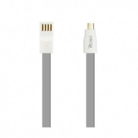 FLAT MAGNETIC GOLD PLATED MICRO USB DATA CABLE 0.7 FOOT IN GRAY
