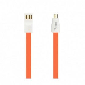 FLAT MICRO USB GOLD PLATED DATA CABLE 3.9FT WITH CABLE TIE IN ORANGE