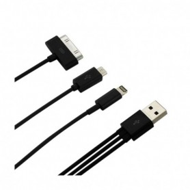 IPHONE 4G/ IPHONE 5/ IPHONE 6 AND MICRO USB TRIO 3-IN-1 USB DATA CABLE 0.58FT IN BLACK