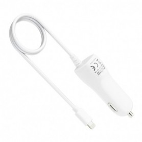 8PIN CAR CHARGER WITH BUILT IN USB CABLE IN WHITE
