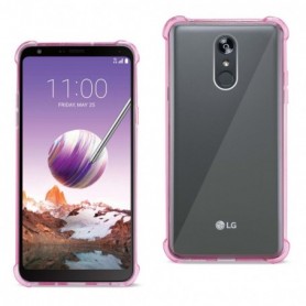 LG Stylo 4 Clear Bumper Case With Air Cushion Protection In Clear Hot Pink