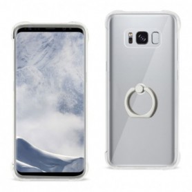 Samsung Galaxy S8 Transparent Air Cushion Protector Bumper Case With Ring Holder In Clear