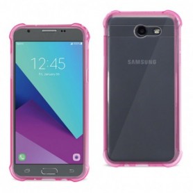 Samsung Galaxy J3 Emerge Bumper Case With Air Cushion Shock Absorption In Clear Hot Pink
