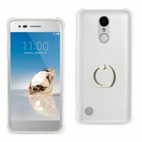 LG Aristo/ Fortune/ Phoenix 3 Air Cushion Protector Bumper Case With Ring Holder In Clear
