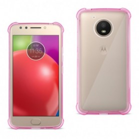Motorola Moto E4 Active Clear Bumper Case With Air Cushion Protection In Clear Hot Pink