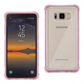 Samsung Galaxy S8 Active Clear Bumper Case With Air Cushion Protection In Clear Hot Pink