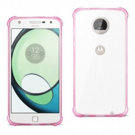 Moto Albus Clear Bumper Case With Air Cushion Protection In Clear Hot Pink
