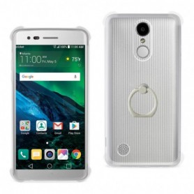 LG Fortune/ Phoenix 3/ Aristo Air Cushion Protector Bumper Case With Ring Holder In Clear