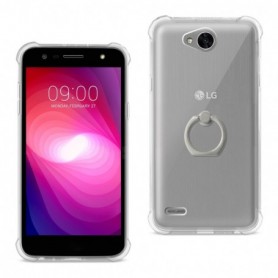 LG X Power 2 Transparent Air Cushion Protector Bumper Case With Ring Holder In Clear