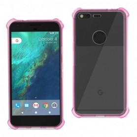 Google Pixel Clear Bumper Case With Air Cushion Protection In Clear Hot Pink