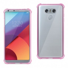 LG G6 Clear Bumper Case With Air Cushion Shock Absorption In Clear Hot Pink